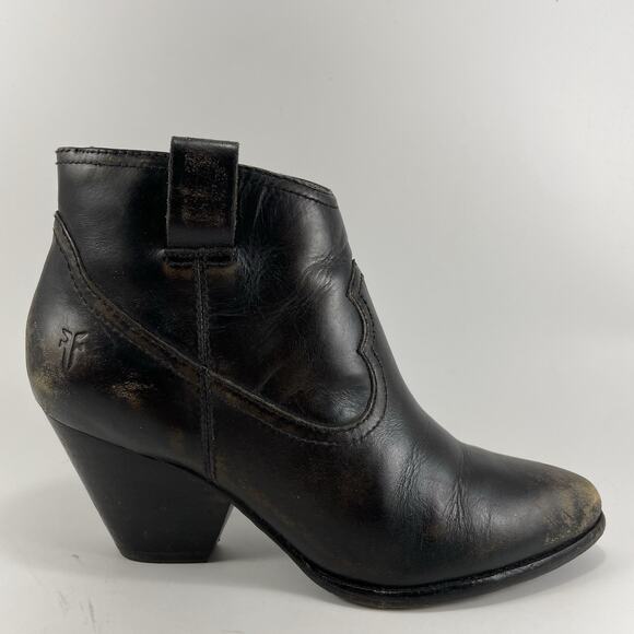 Frye Shoes - Frye Reina Side Zip Booties Womens Size 6.5 Brown Leather Heeled Ankle Boots